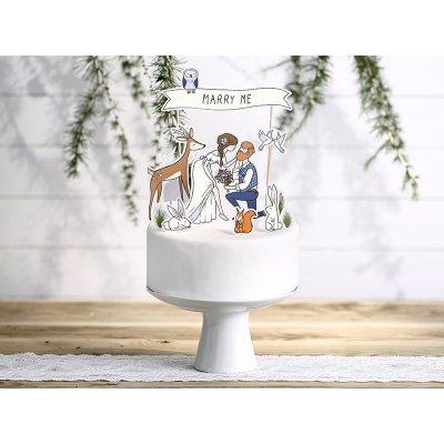 PartyDeco Papírová ozdoba na svatební dort "Marry me" - boho styl svatební figurky – Sleviste.cz