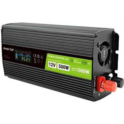 Green Cell Power Inverter LCD s displejem 12V/230V, 500W/1000W, čistá sinusoida INVGC12P500LCD – Zbozi.Blesk.cz