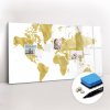 Tabule coloray Magnetická Nástěnná Tabule 120 x 60 cm Zlatá mapa světa