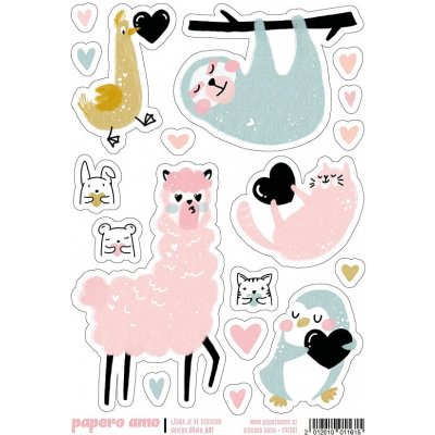 PAPERO AMO ♥ Samolepky - LÁSKA JE VE VZDUCHU / Srdcová lama – Zboží Živě