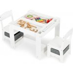 ECOTOYS Dětský dřevěný stolek White + 2 židle – Zboží Dáma