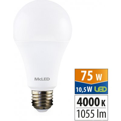 McLED LED žárovka E27 10,5W 75W neutrální bílá 4000K – Zbozi.Blesk.cz