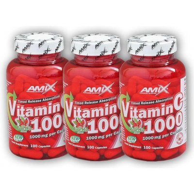 Amix 3x Vitamin C 1000 mg + Rose Hips 100 kapslí – Hledejceny.cz