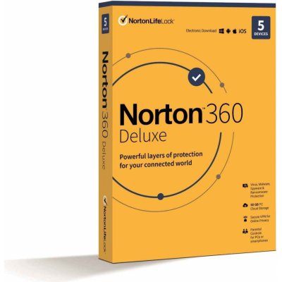 Norton 360 DELUXE 50GB + VPN 1 lic. 5 lic. 1rok (21405762) – Zboží Živě