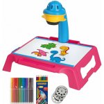 KIK KX2933 Dětský projektor kreslící stolík se šablonami a fixami růžová – Zboží Mobilmania