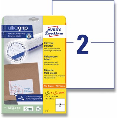Avery Zweckform 6176 univerzální etikety 210,0 x 148,0 mm 50 etiket bílé – Hledejceny.cz