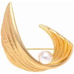 Biju Brož vlnka zlatá s perlou 9002034 – Zboží Dáma