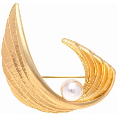 Biju Brož vlnka zlatá s perlou 9002034 – Zboží Dáma
