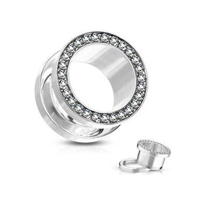 Šperky4U tunel do ucha s čirými zirkony TN01010-08C – Zboží Dáma