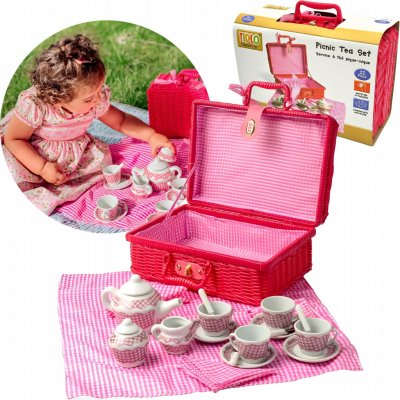 Tidlo nádobí na piknik v růžovém košíku – Zboží Dáma