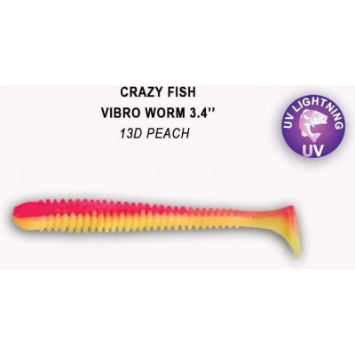 Crazy Fish Vibro worm 8,5 cm 13D Peach 5 ks – Hledejceny.cz