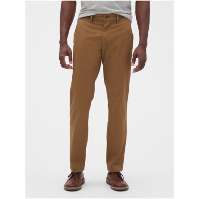 Gap Hnědé pánské kalhoty essential khakis in straight fit with Flex