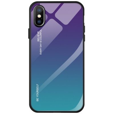 Pouzdro Gradient glass Apple iPhone Xs Max fialovo-modré