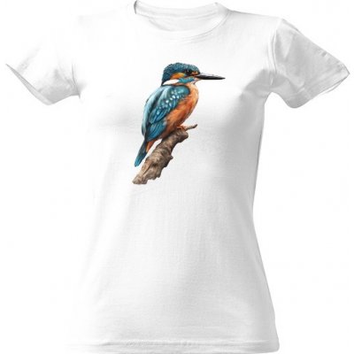 Tričko s potiskem Ledňáček říční pták dámské Bílá – Zboží Dáma