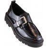 Dámské polobotky Vinceza W JAN237A černé boty na platformě s přezkou
