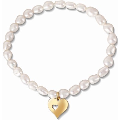 JwL Luxury Pearls náramek z pravých perel s pozlaceným srdíčkem JL0691