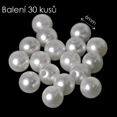 Bílé perličky, 6mm (30ks) – Sleviste.cz