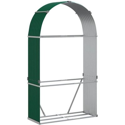 Shumee Dřevník pozinkovaná ocel 120 x 45 x 210 cm zelený – HobbyKompas.cz