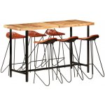 vidaXL 7dílný barový set masivní sheeshamové dřevo a pravá kůže – Zboží Dáma