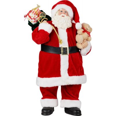 Strend Pro Dekorace MagicHome Santa s dárky a medvídkem červený 46 cm ST8091685 – Hledejceny.cz