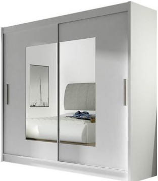 Kapol Bega VII 180 cm s dvojitým zrcadlem a posuvnými dveřmi Matná bílá