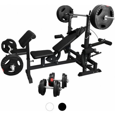 Gorilla Sports Multifunkční posilovací stanice s 100 kg setem černá/bílá – Zboží Dáma