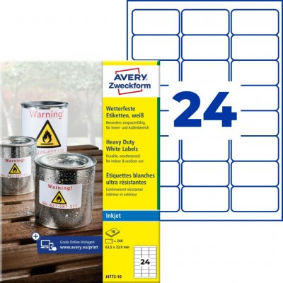 Avery Zweckform J4773-10 bílé 63.5mm x 33.9mm – Zboží Dáma