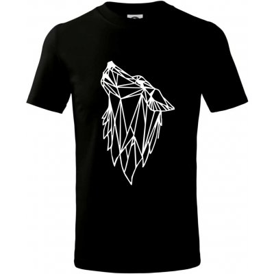 Geometrie vlk vyjící tričko dětské bavlněné Černá – Hledejceny.cz