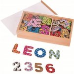 Goki Magnetická dřevěná písmenka a číslice 88 ks – Zboží Mobilmania