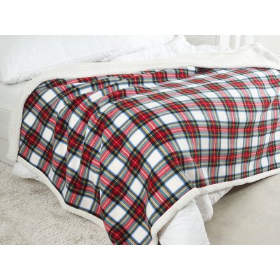 B.E.S. Petrovice Deka s beránkem Buffalo Káro bílo-červené 150x200 – Hledejceny.cz