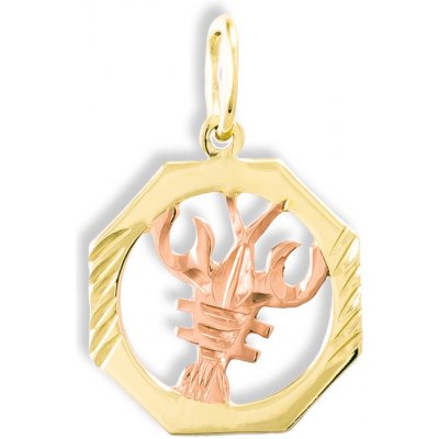 Gemmax Jewelry Zlatý přívěsek Rak měsíční znamení osmihran GUPCN 69141