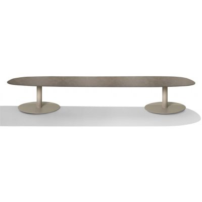 Tribu T-Table Tribu oválný 240 x 98 x 35 cm rám lakovaná nerez linen deska teak – Hledejceny.cz
