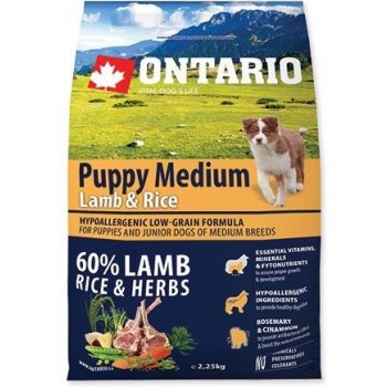 Ontario Puppy Medium Lamb & Rice 2,25 kg