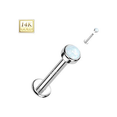 Šperky4U zlatý piercing do brady labreta opál ZL01246-OP17-1206-WG – Zbozi.Blesk.cz