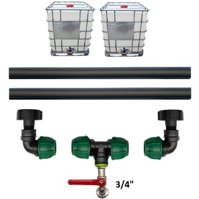 Profi propojení: 2 IBC nádrže + 3/4" zahradní kohout Z – HobbyKompas.cz