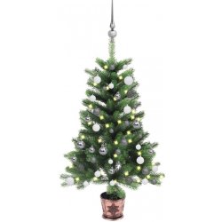 vidaXL Umělý vánoční stromek s LED a sadou koulí 90 cm zelený