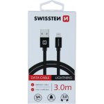 Swissten kabel Textile USB/LIGH 3,0m, černá – Zboží Mobilmania