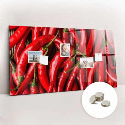 tulup Magnetická Tabule na Zeď Skleněná - Memo Board Kleněnou Přední Stranou - 5 magnetů v balení - 120 x 60 cm - Pálivé papriky – Zboží Mobilmania