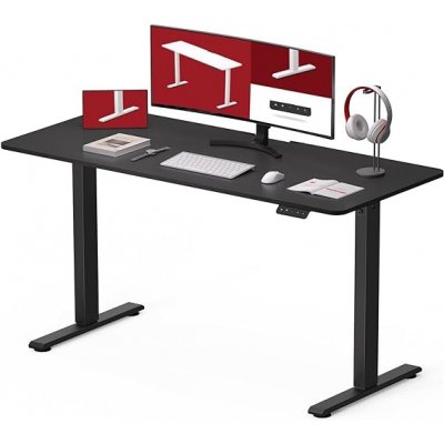 SANODESK Basic 110 x 60 cm elektrický zvedací stůl s nastavitelnou výškou stolu, elektrický, obousměrný teleskopický stůl s paměťovým ovládáním a antikolizní technologií (černý) – Zboží Mobilmania