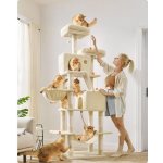 Feandrea Kočičí strom škrabadlo béžové 60 x 50 x 206 cm – Zboží Dáma
