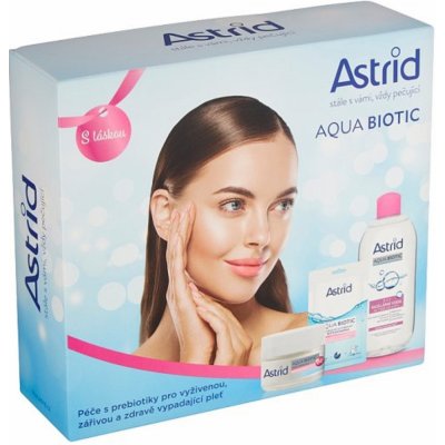 Astrid Aqua Biotic denní a noční krém 50 ml + micelární voda 400 ml + textilní maska 20 ml dárková sada