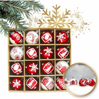 Sada vánočních ozdob RED&WHITE červeno-bílé, 16 ks – Zboží Dáma