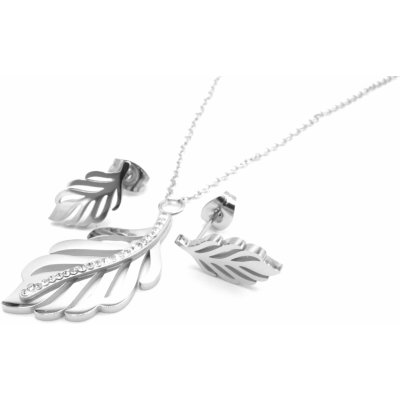 Steel Jewelry set náhrdelník a náušnice lístky z chirurgické oceli SET180230 – Hledejceny.cz