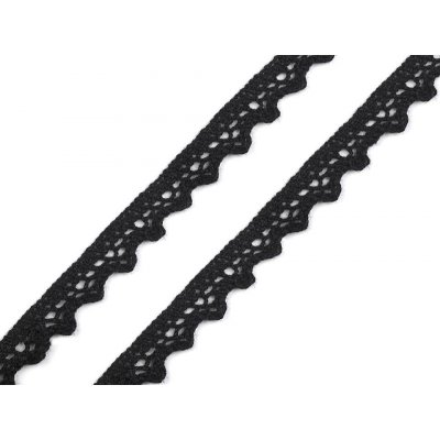 Prima-obchod Bavlněná krajka šíře 11 mm paličkovaná, barva 2 černá – Zboží Dáma