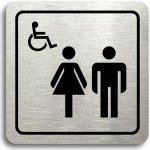 Accept Piktogram "WC ženy, muži, invalidé II" (80 × 80 mm) (stříbrná tabulka - černý tisk) – Zboží Mobilmania