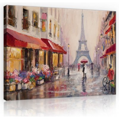 Postershop Obraz na plátně: Ulička k Eiffelově věži (malované) - 75x100 cm – Zboží Mobilmania