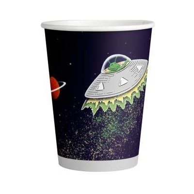 Papírový kelímek 250ml ufo ve vesmíru Amscan