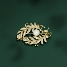 Éternelle brož s perlou a zirkony Floresa Gold B2252-XH0173A zlatá