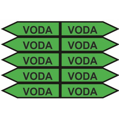 Označení potrubí šipka VODA Samolepka PVC aršík potrubí velikost 0 pravá+levá – Hledejceny.cz