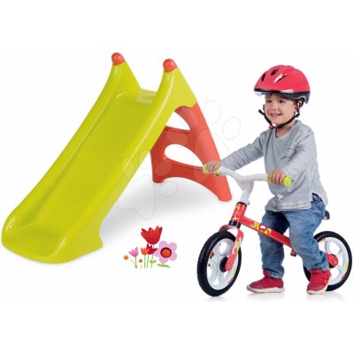 Smoby Set š Toboggan XS zelená a balanční odrážedlo First Bike – Hledejceny.cz